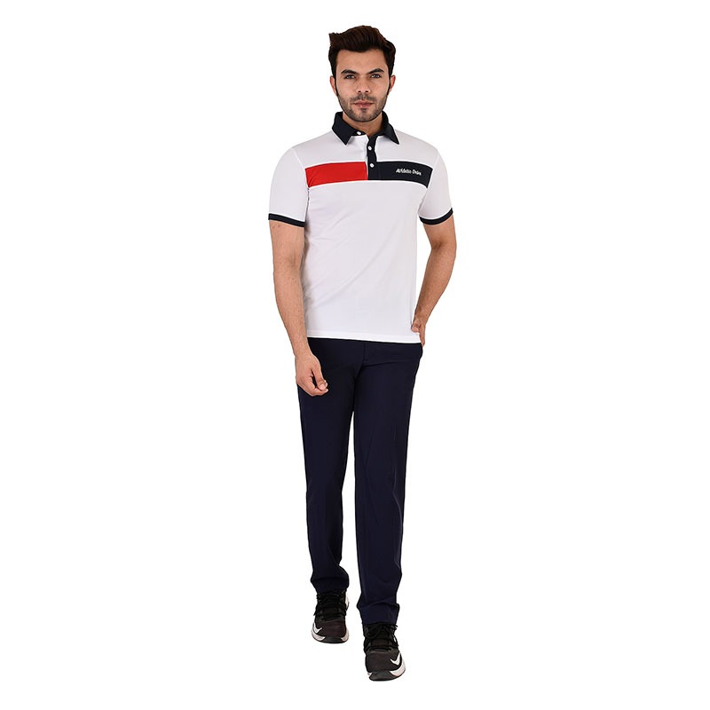 Contrast Chest Yoke Polo - White | athleticdrive